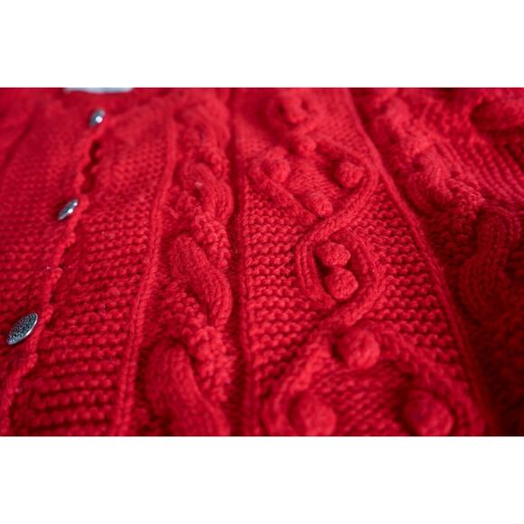 VTG Carroll Reed Women Wool Bobble Cable Chunky Knit Cardigan Sweater M Cottage - Picture 12 of 16